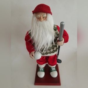 Santa Claus golfer figurine multicolor 15.25" tall
